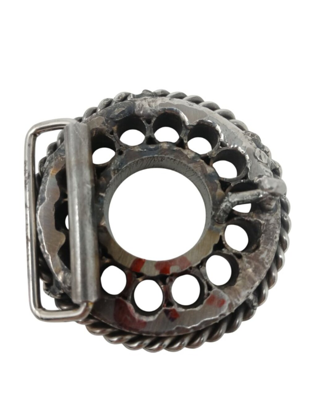 Metal Gear Belt Buckle Handmade Biker Vintage 2.75 Inch Across Silver #J-2 - Picture 2 of 5